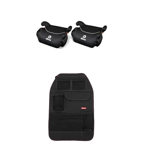 Pack of 2 Black Backless Booster Car Seats with Cup Holders and Back Seat Organizer H8422