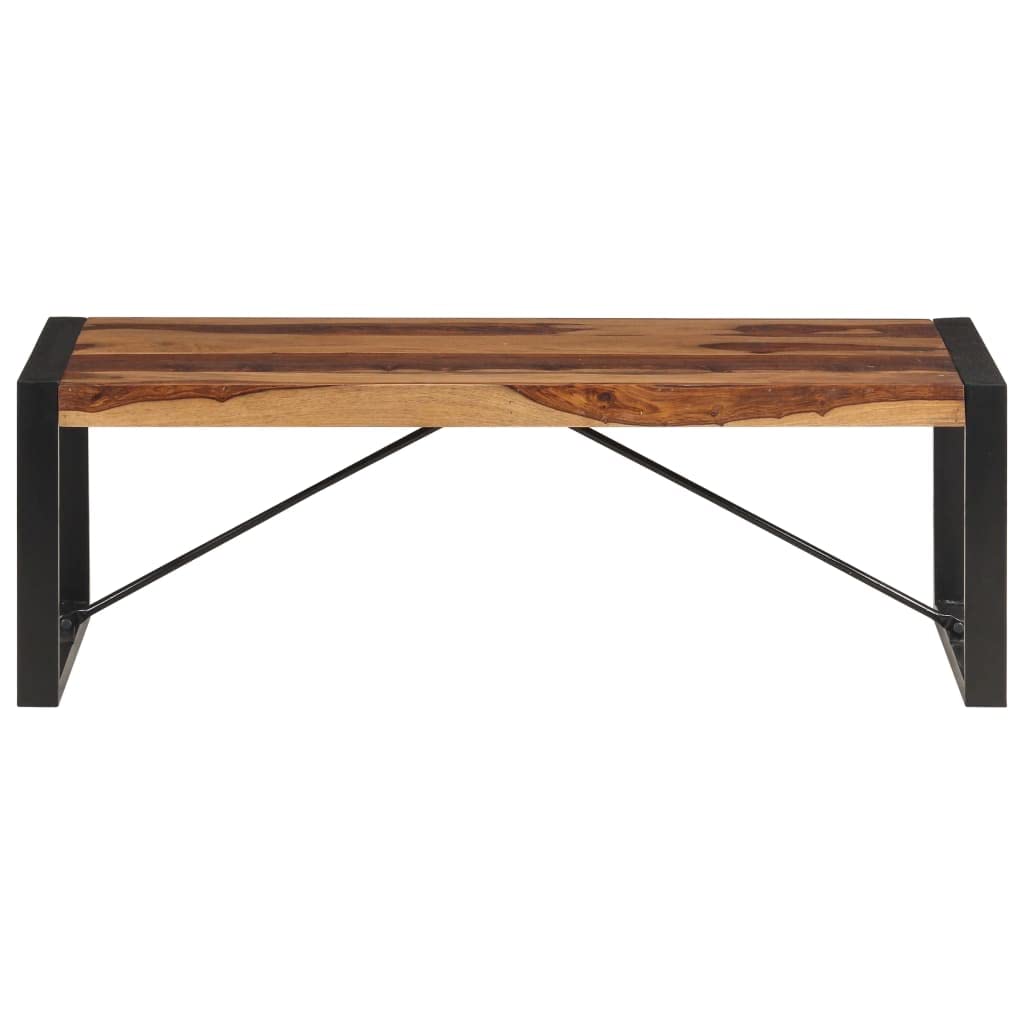Brown Solid Sheesham Wood Coffee Table with Steel Legs U1044