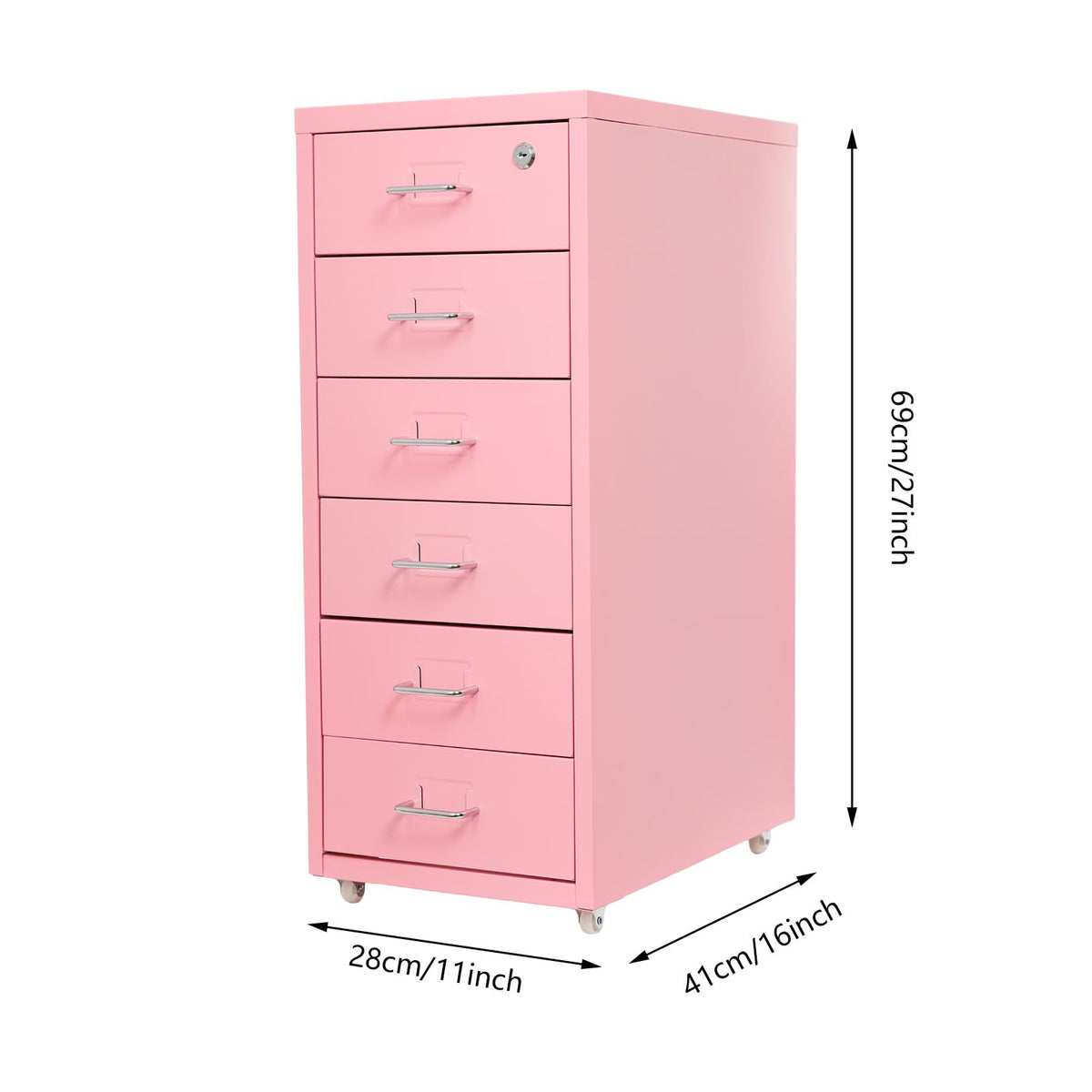 6 Drawer Lockable Metal Mobile File Cabinet with 4 Wheels C35158