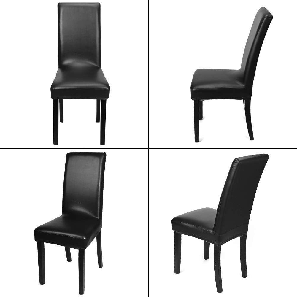 Black Pu Leather Chair Covers Set of 4 J148298