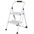 2 Step Ladder Lightweight Folding Step Stool with Handrail White H692426