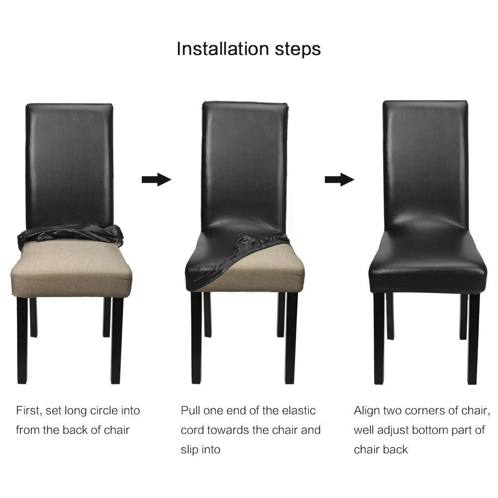 Black Pu Leather Chair Covers Set of 4 J148298
