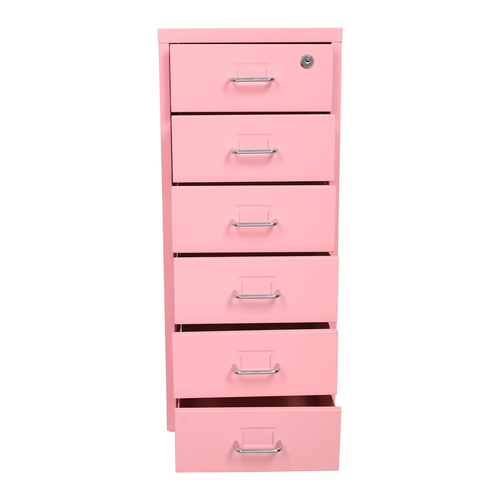 6 Drawer Lockable Metal Mobile File Cabinet with 4 Wheels C35158