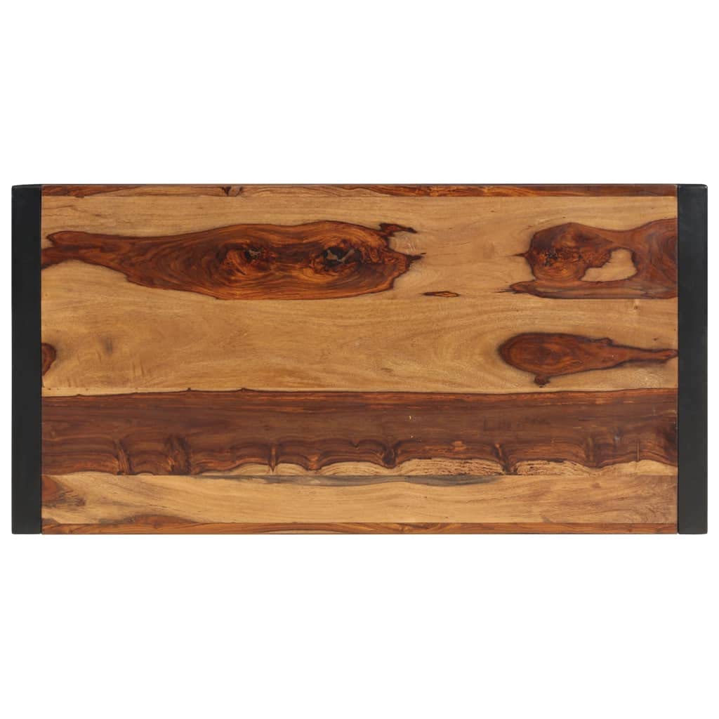 Brown Solid Sheesham Wood Coffee Table with Steel Legs U1044
