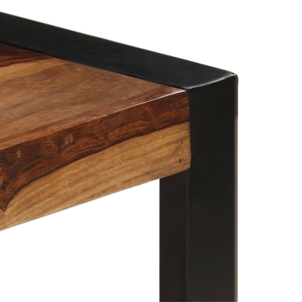 Brown Solid Sheesham Wood Coffee Table with Steel Legs U1044