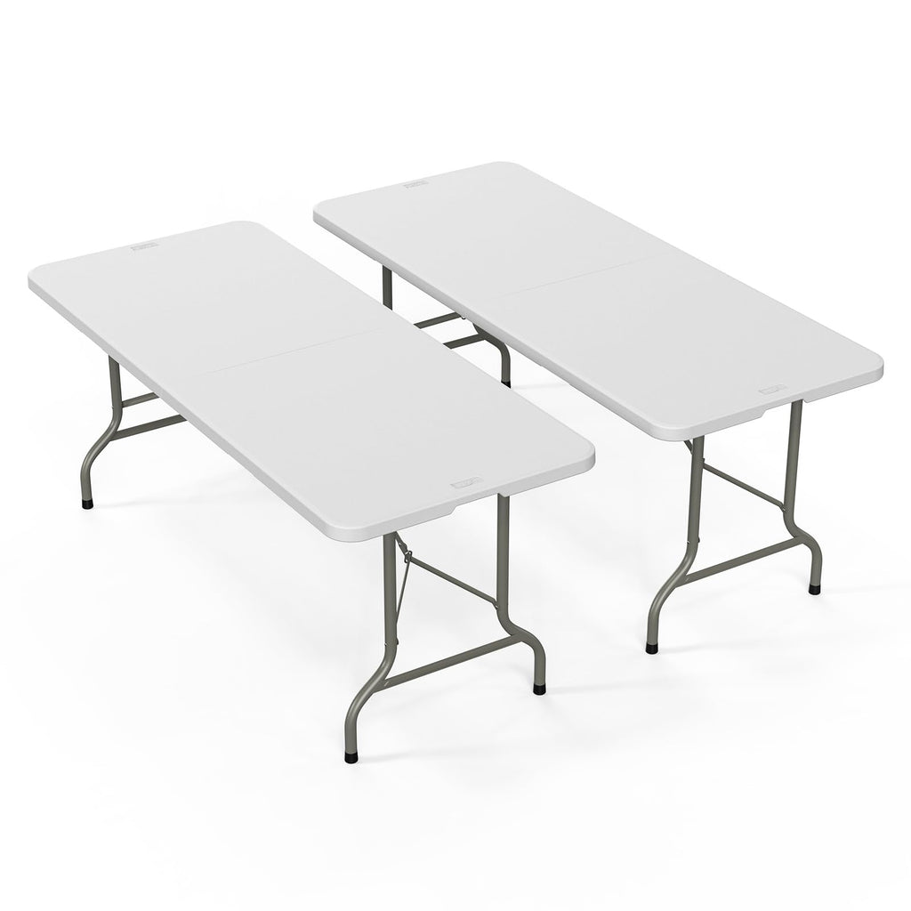 White 6-Foot Portable Plastic Folding Table 2 Pack K75718