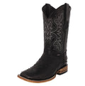 Black Ostrich Quill Print Leather Square Toe Cowboy Boots G364947