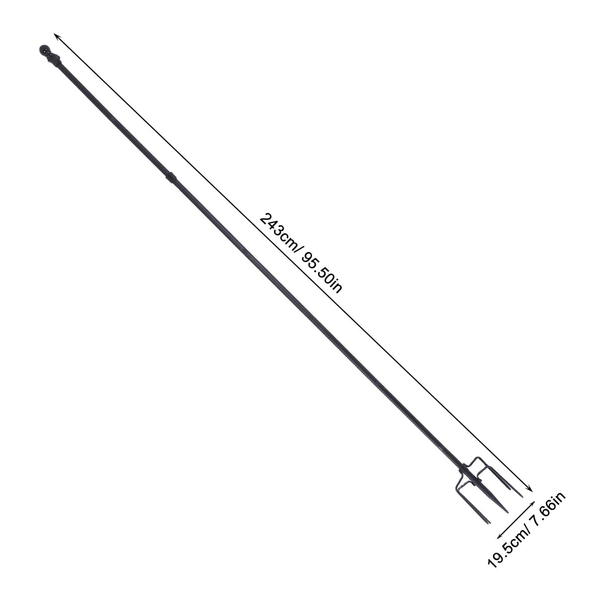 Stainless Steel In Ground Flag Pole with 5 Prongs Base B139