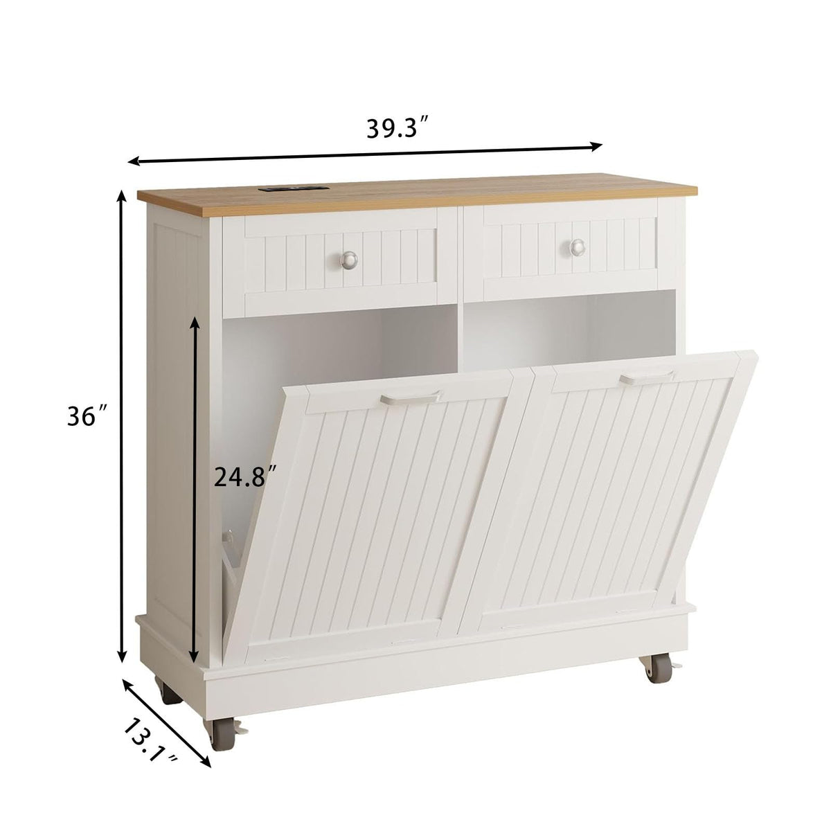 White 20 Gallon Tilt Out Trash Cabinet with Drawer C597