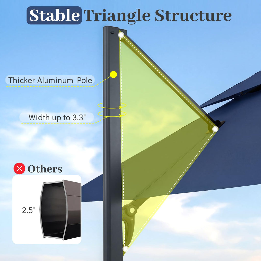 10 FT Navy Blue Cantilever Patio Umbrella F38063