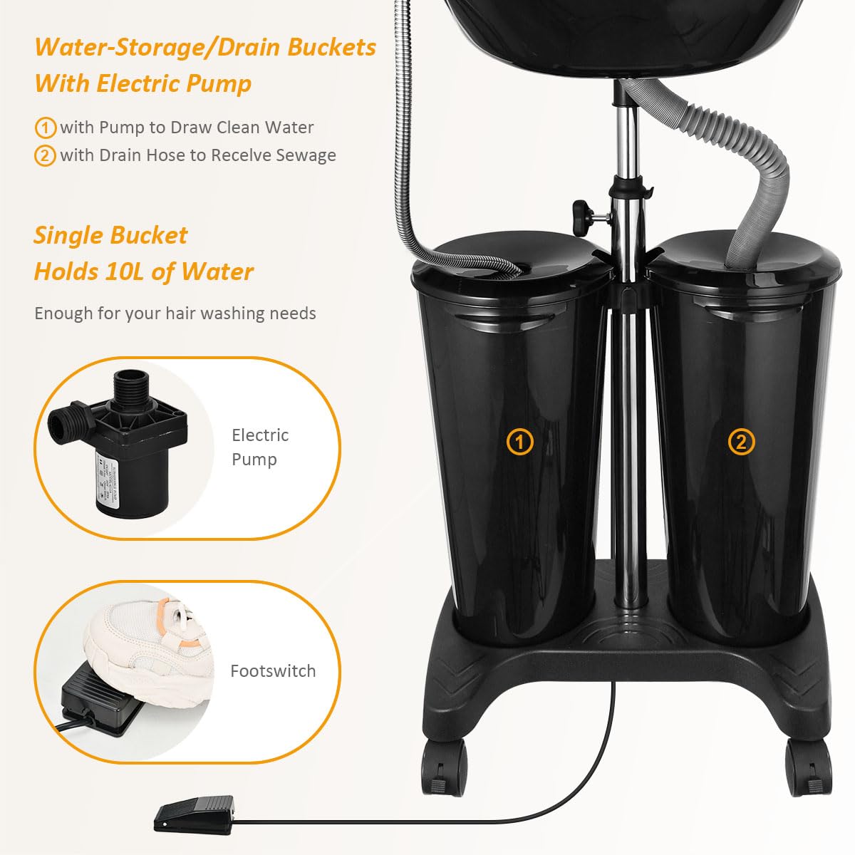 Portable Shampoo Bowl with Electric Pump K75584