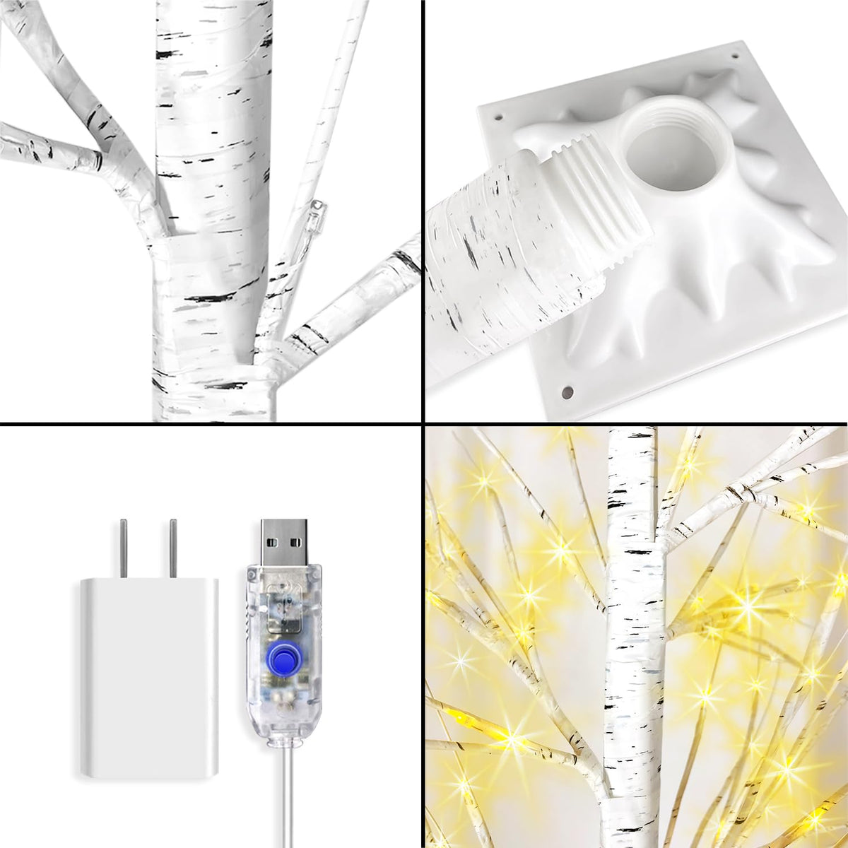 4FT LED Birch Tree with 96 Lights A56269