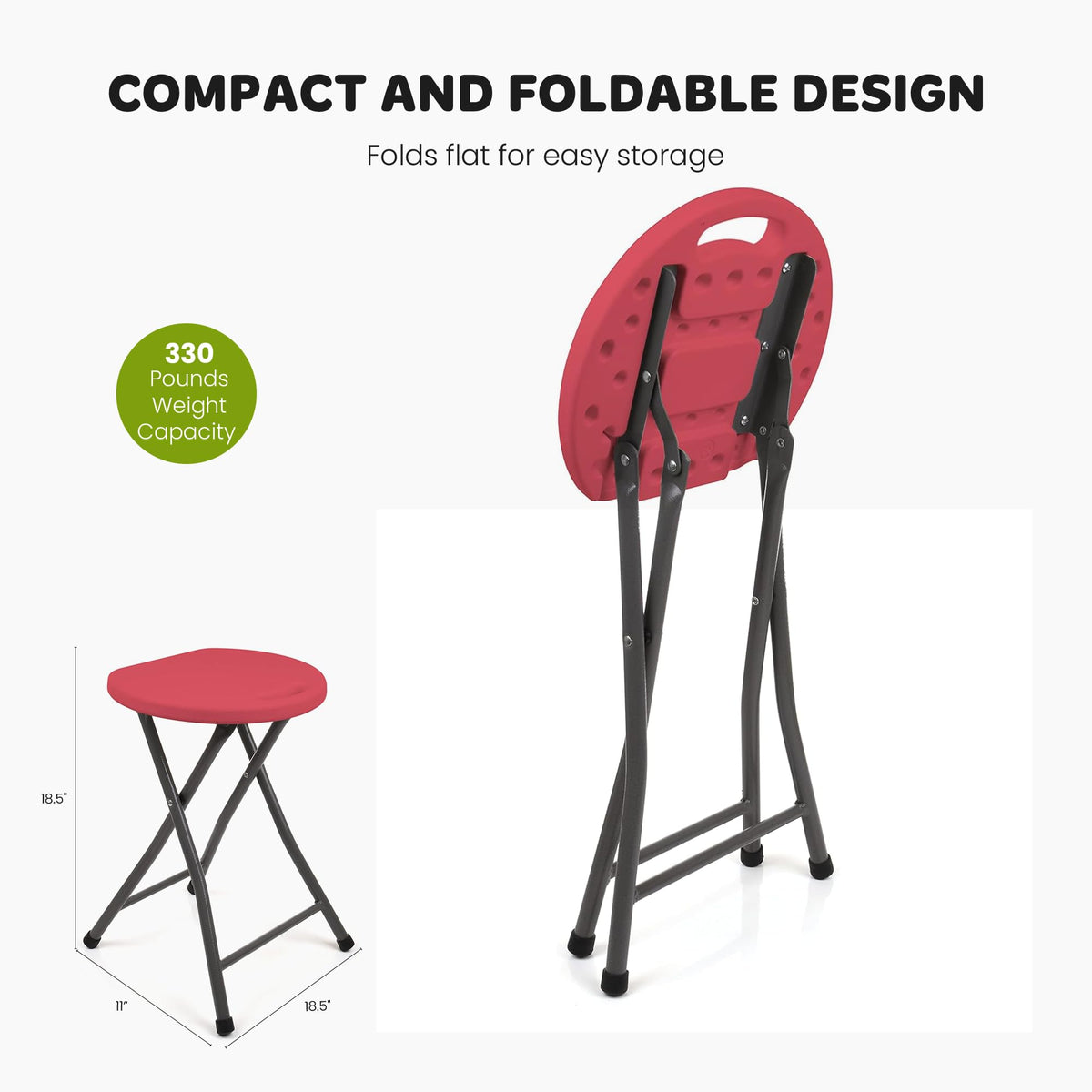 Folding Stools 18.5in Metal Heavy Duty 1 Pack Teal I9951