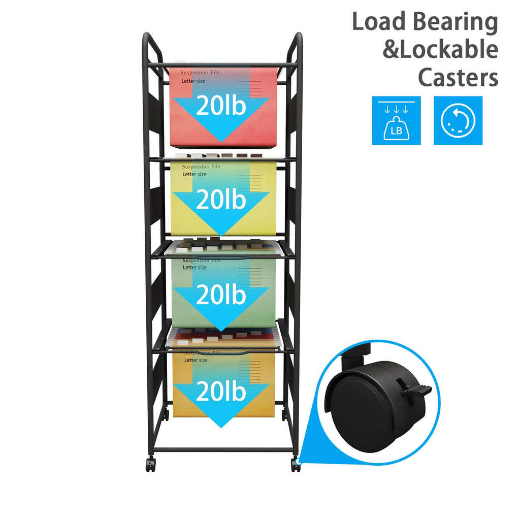 4-Tier Metal File Cart with Wheels X948