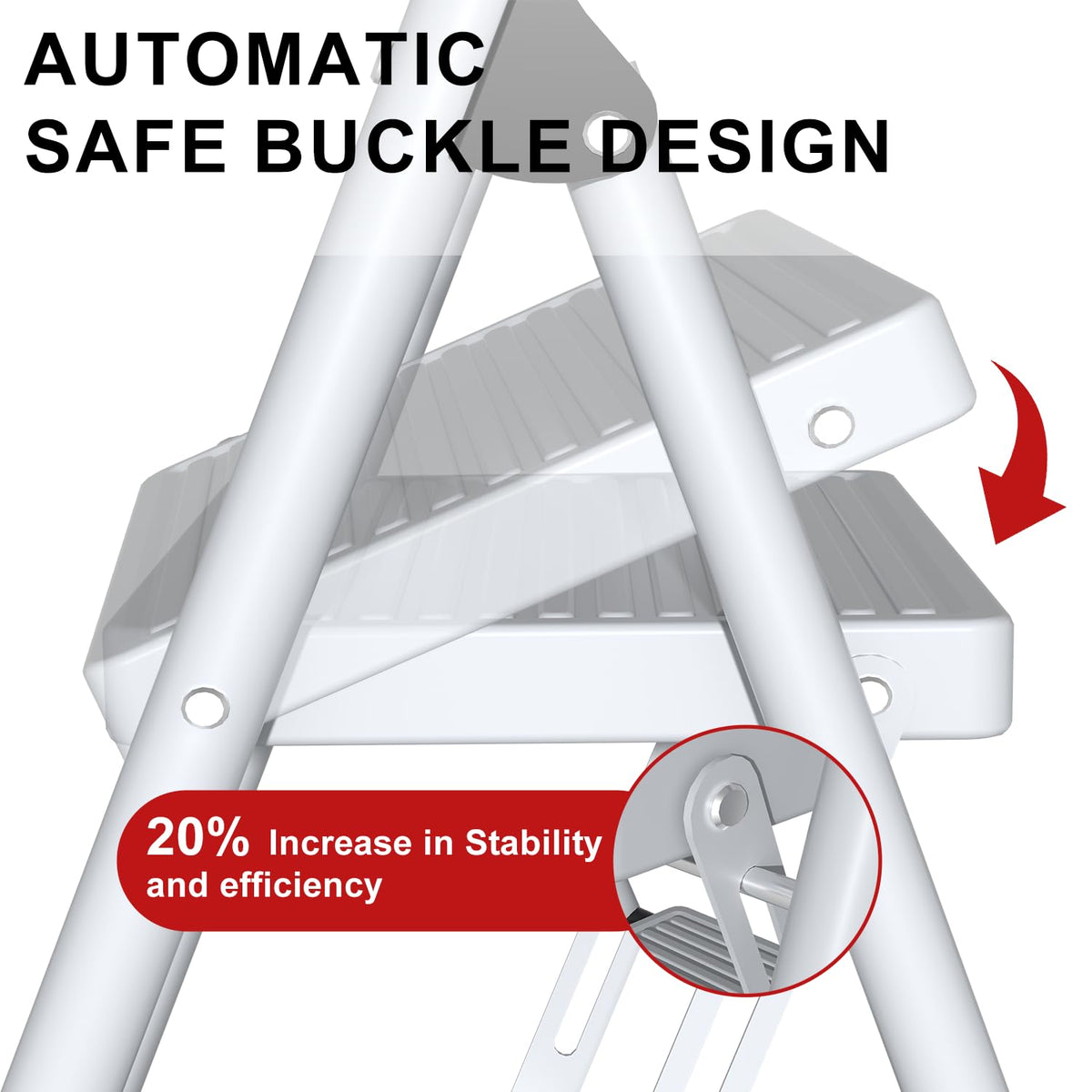 2 Step Ladder Lightweight Folding Step Stool with Handrail White H692426