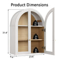 White Arched Wall Mount Bathroom Cabinet with Glass Doors V364