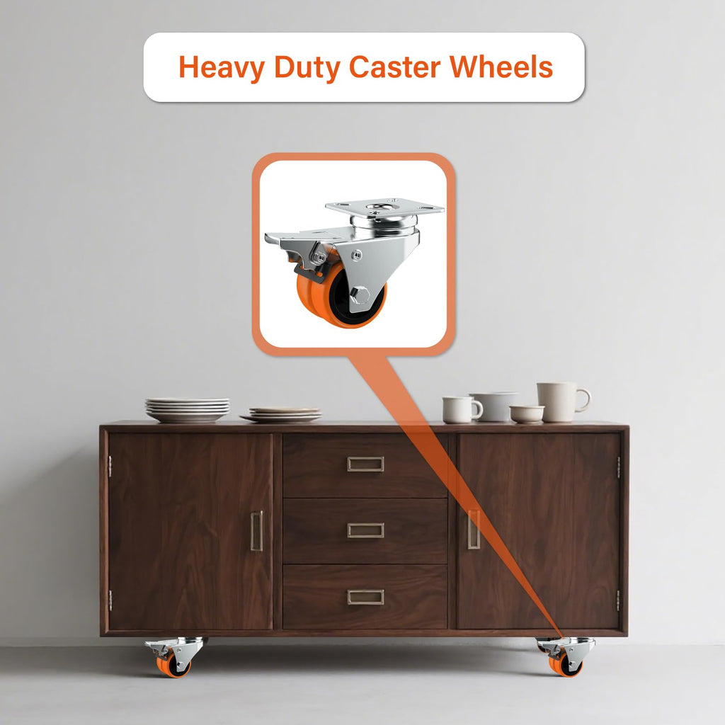 2" Double Wheel Casters with Brake 4 Pack O350