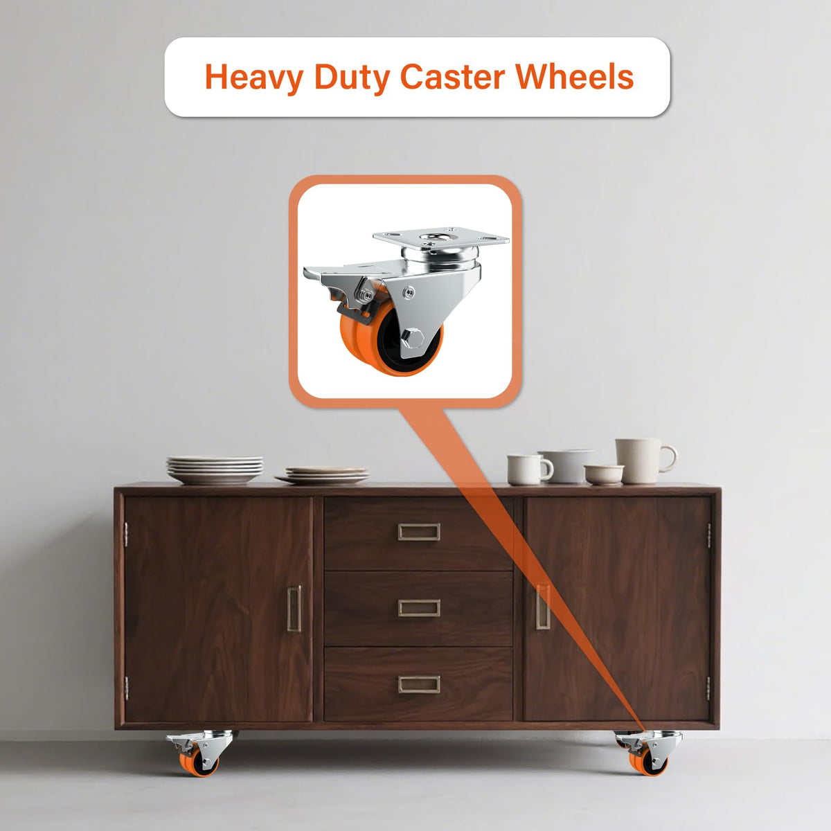 2" Double Wheel Casters with Brake 4 Pack O350