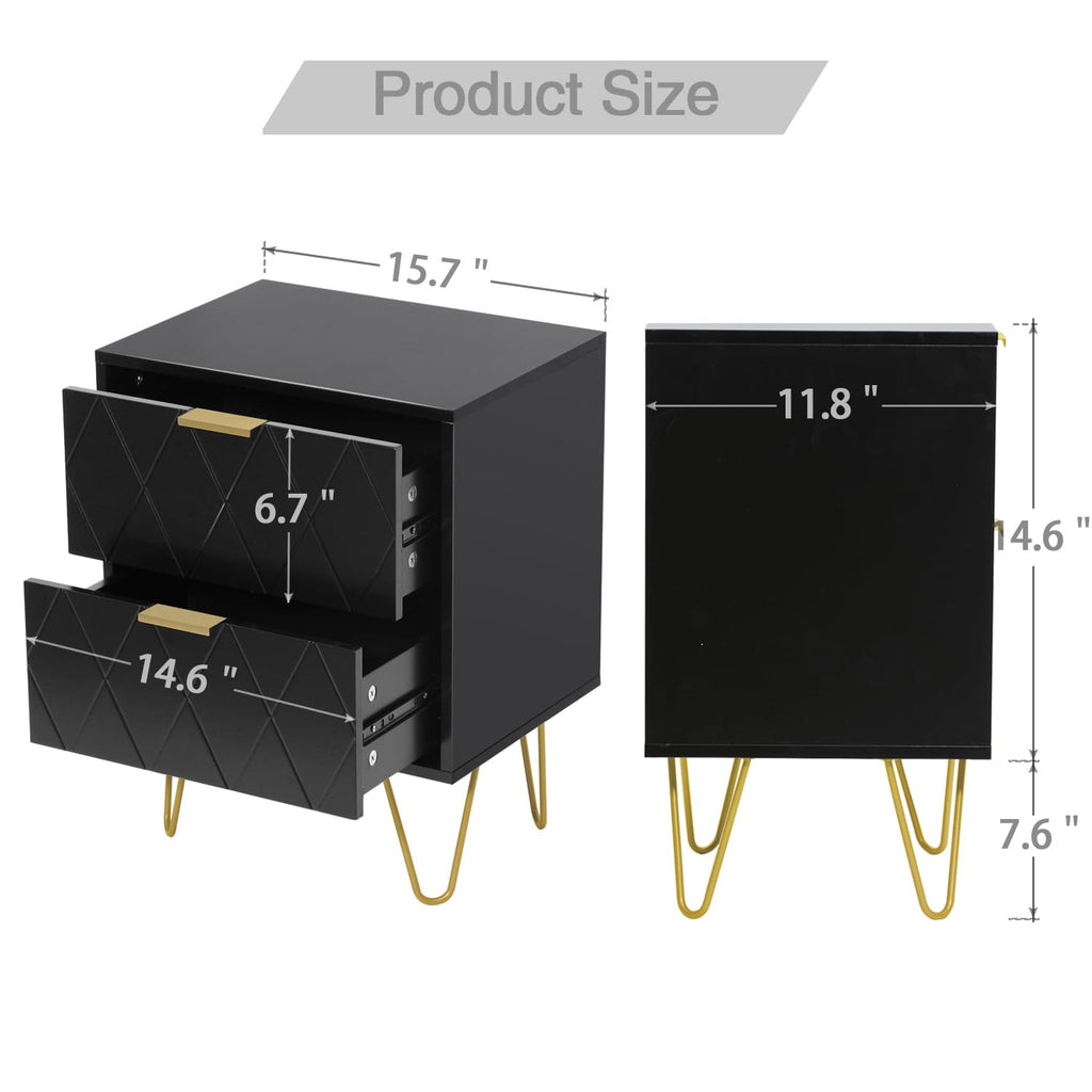 Black 6 Drawer Dresser and 2 Drawer Nightstand Set of 2 J60790