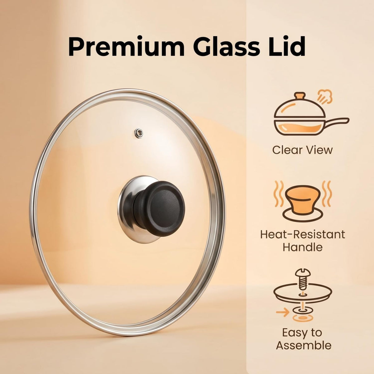 11" Tempered Glass Lid with Vented Anti-Scald Handle K19229