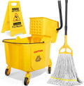 35 Qt Mop Bucket with Side Press Wringer on Wheels L934