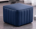 Dark Blue Leather Square Ottoman Y8224