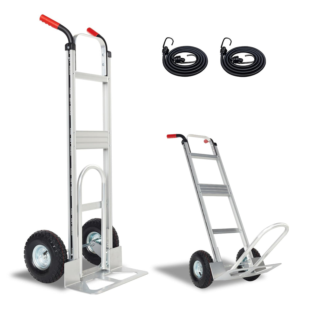 Aluminum Hand Truck Dolly Cart with 10" Pneumatic Tire, 600 LBS Capacity O73341