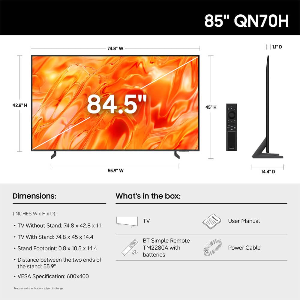 85 Inch 4K UHD Neo QLED Mini LED Smart TV E1015