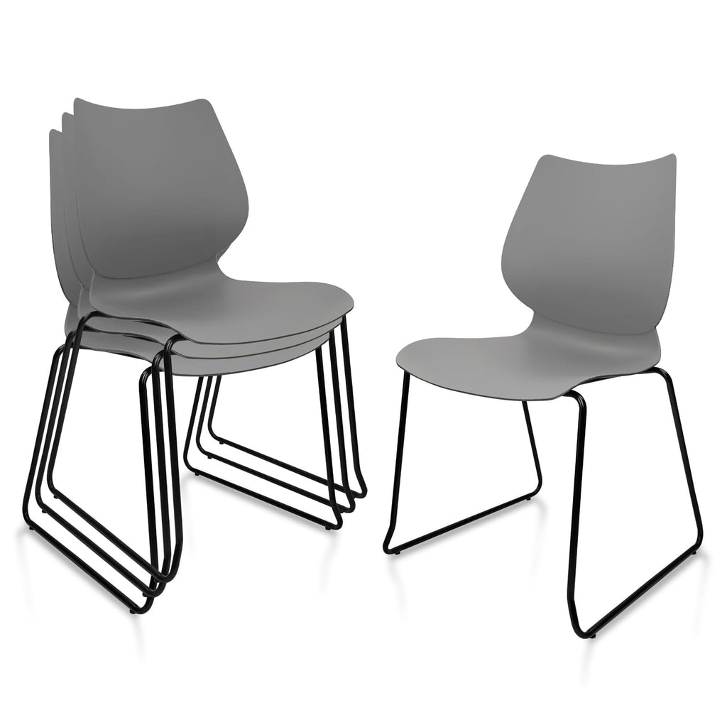 Grey Stacking Chairs with Metal Legs Set of 4 E314405