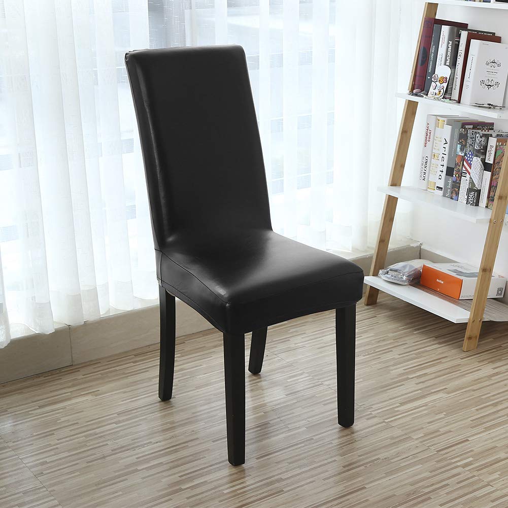 Black Pu Leather Chair Covers Set of 4 J148298