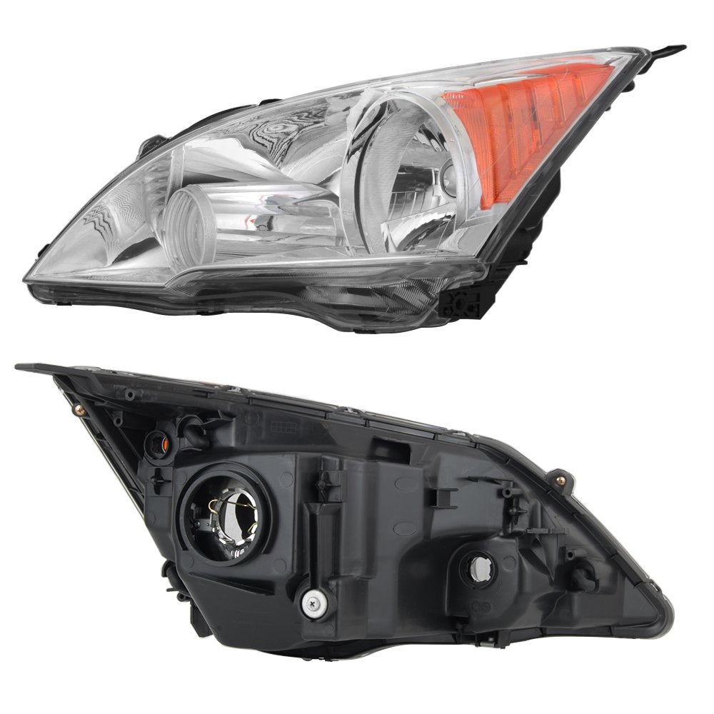 2007-11 Honda CR-V Headlight Assembly Chrome Housing Clear Lens Full Set C267