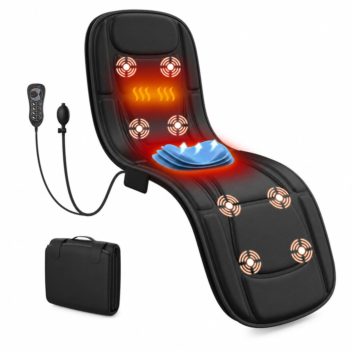 Heated Vibration Full Body Massage Mat with Lumbar Support Cushion D816479