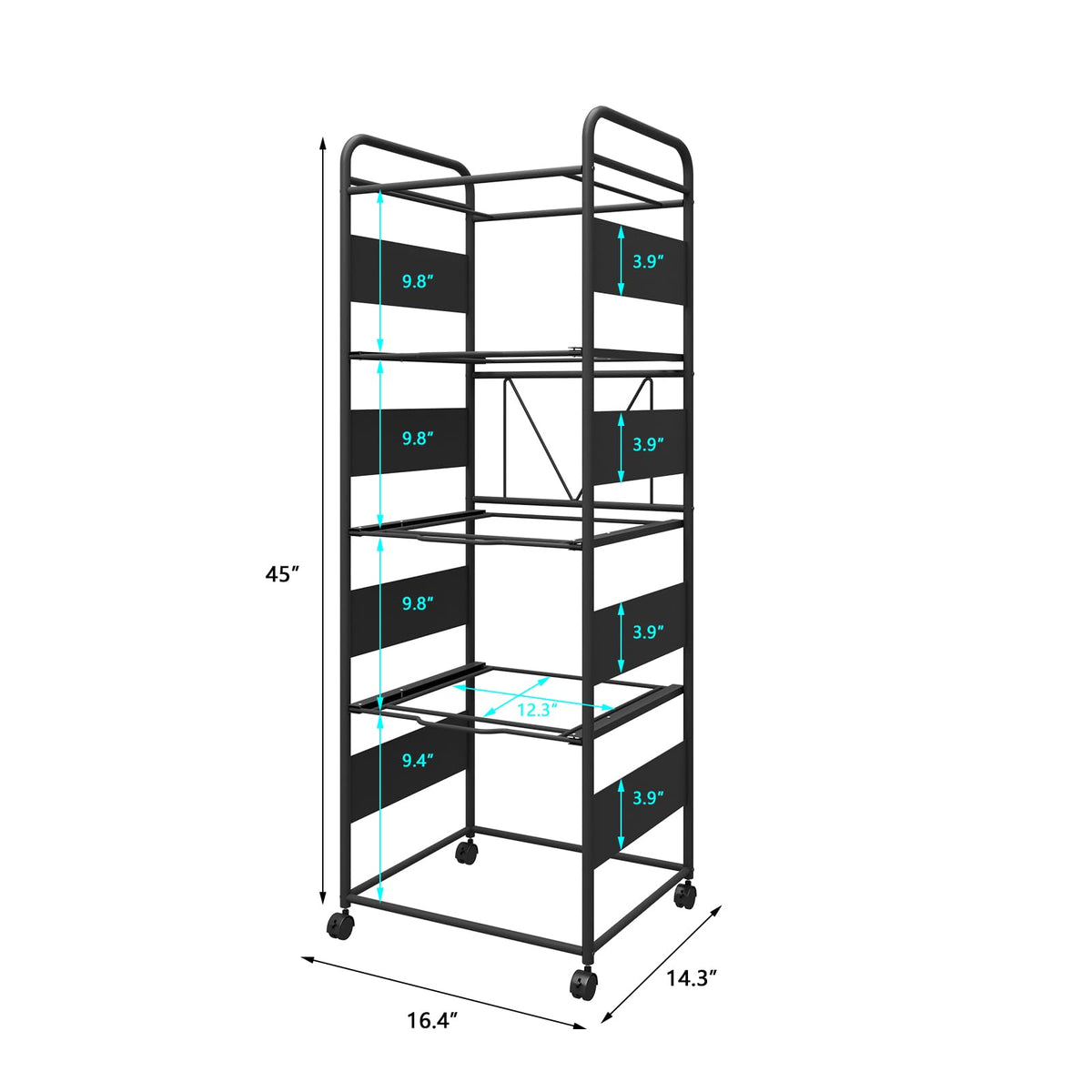 4-Tier Metal File Cart with Wheels X948