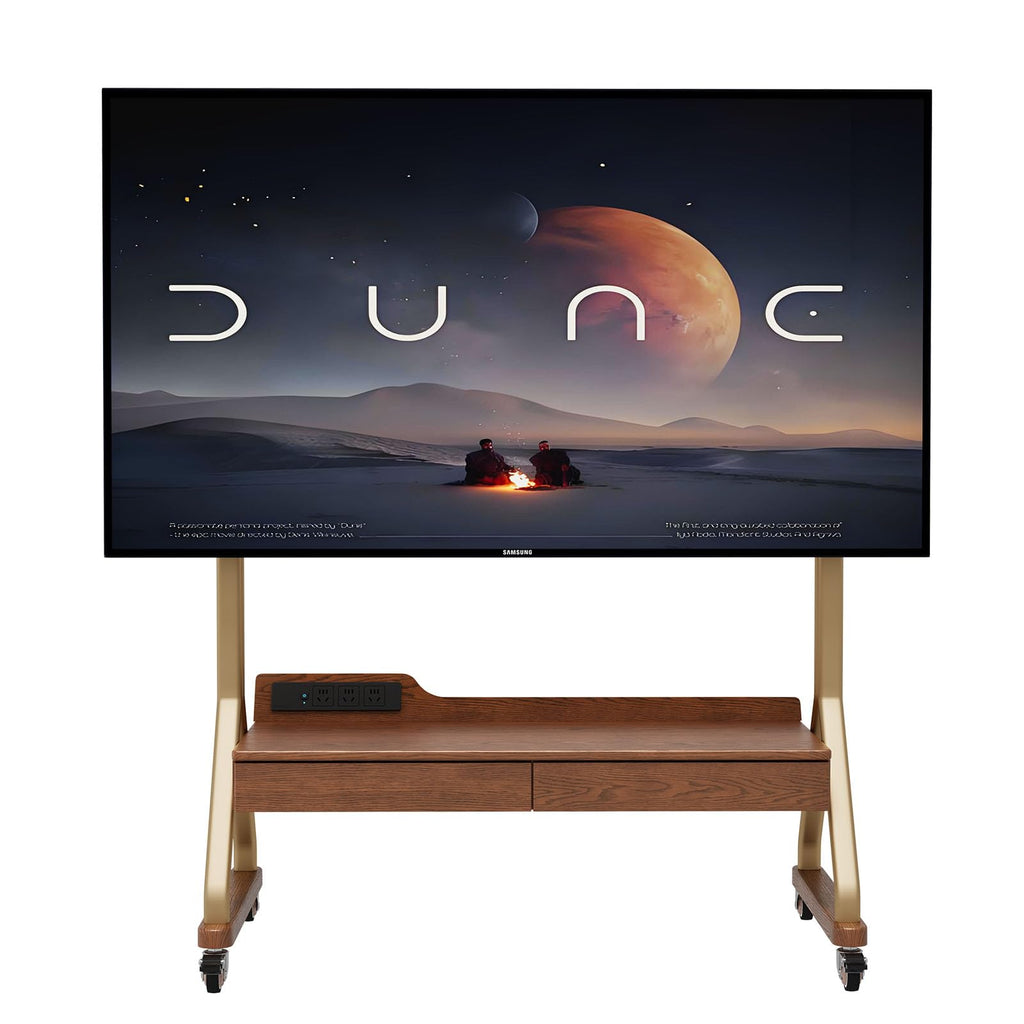 Rolling TV Stand with Wheels for 40-75" TVs, Height Adjustable, 2 Drawers O1707