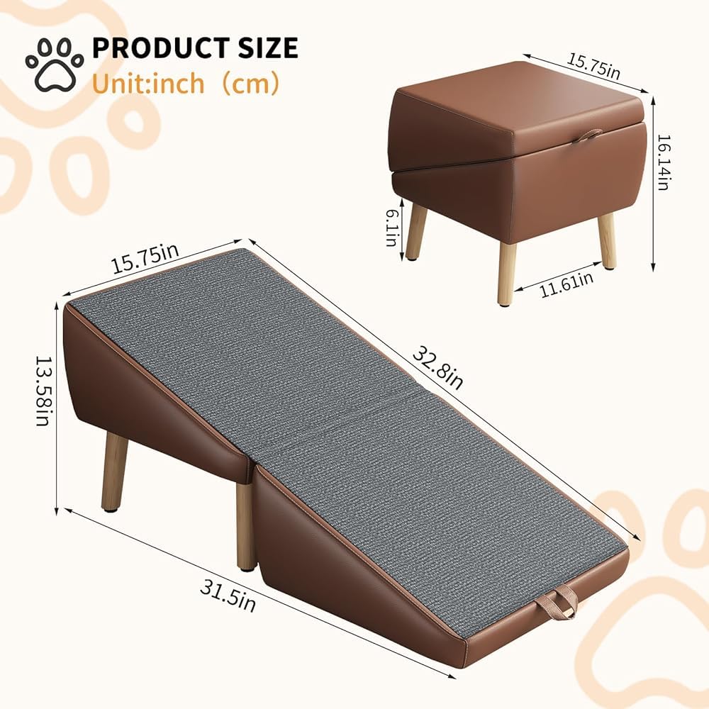 Foldable 2-in-1 Pet Ottoman Dog Safety Ramp K49786