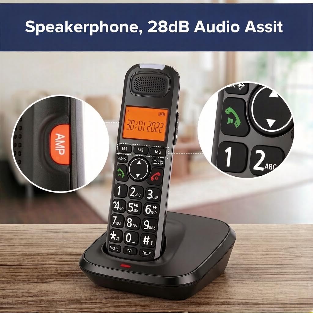 Black Cordless Phone System with Answering Machine J76234