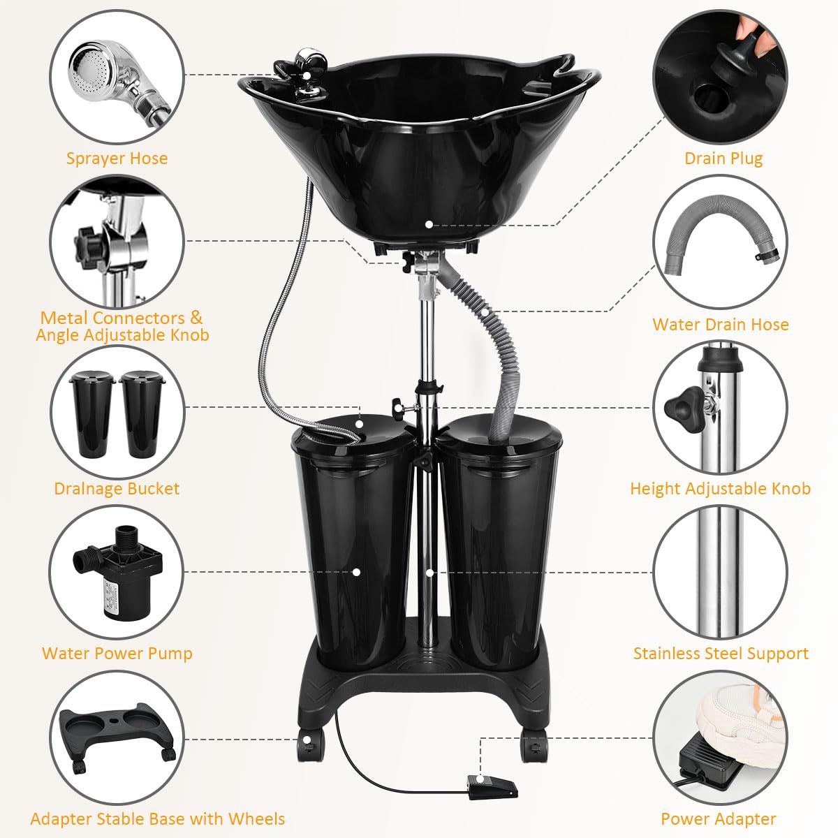 Portable Shampoo Bowl with Electric Pump K75584