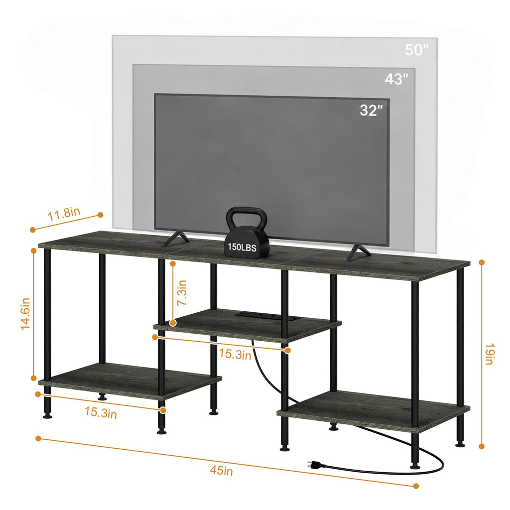 50 Inch Dark Grey TV Stand with Power Outlet N52625