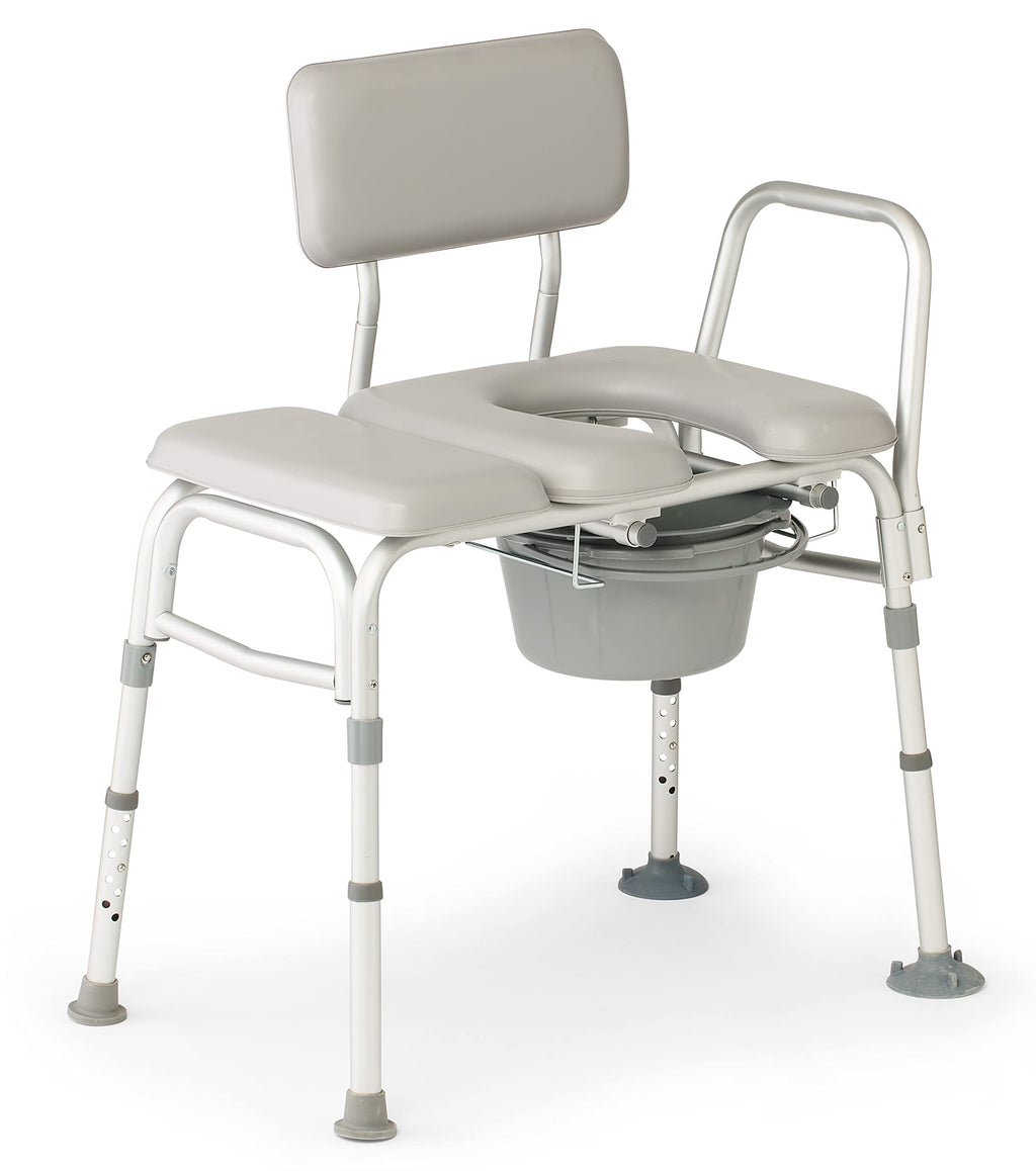 Padded Combination Transfer Bench and Commode, 400 lb. Capacity L12929