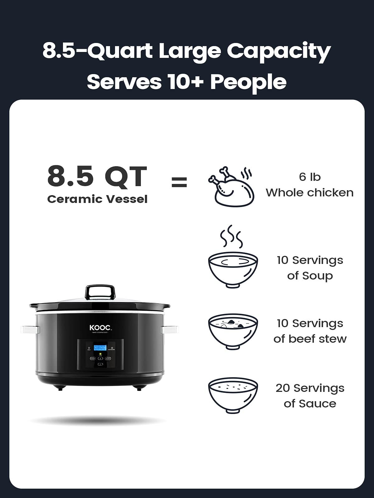8.5-Quart Programmable Slow Cooker with Digital Countdown Timer, Black, Oval B8154