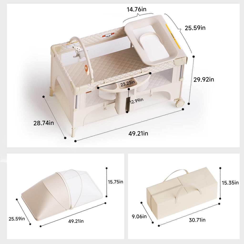 Baby Bassinet, Pack and Play, Bedside Crib Sleeper, Diaper Changer N80373