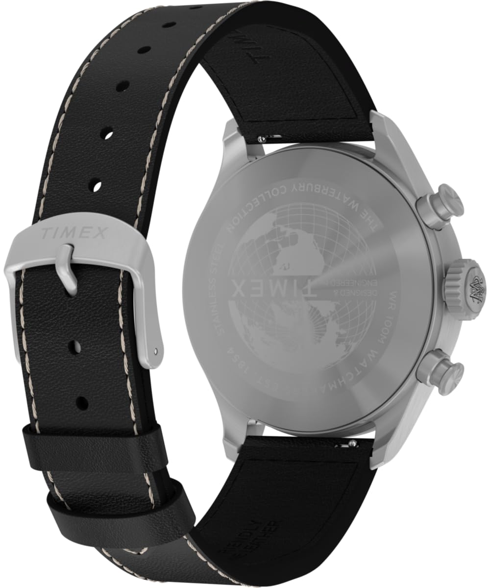 41 mm Quartz Watch Brown Leather Strap Black Dial Stainless Steel Case C723387