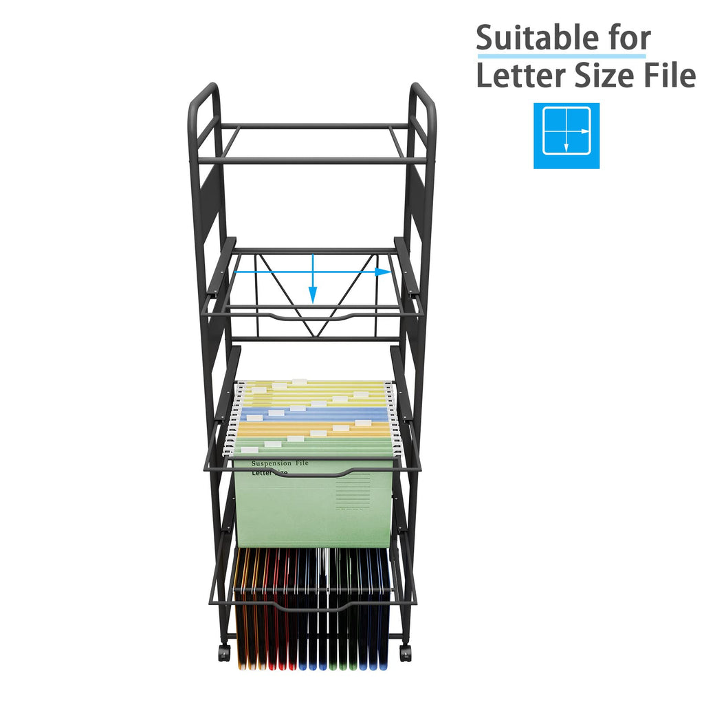4-Tier Metal File Cart with Wheels X948