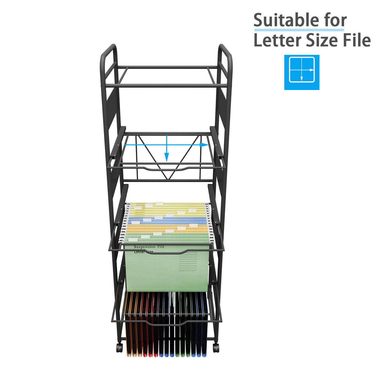 4-Tier Metal File Cart with Wheels X948