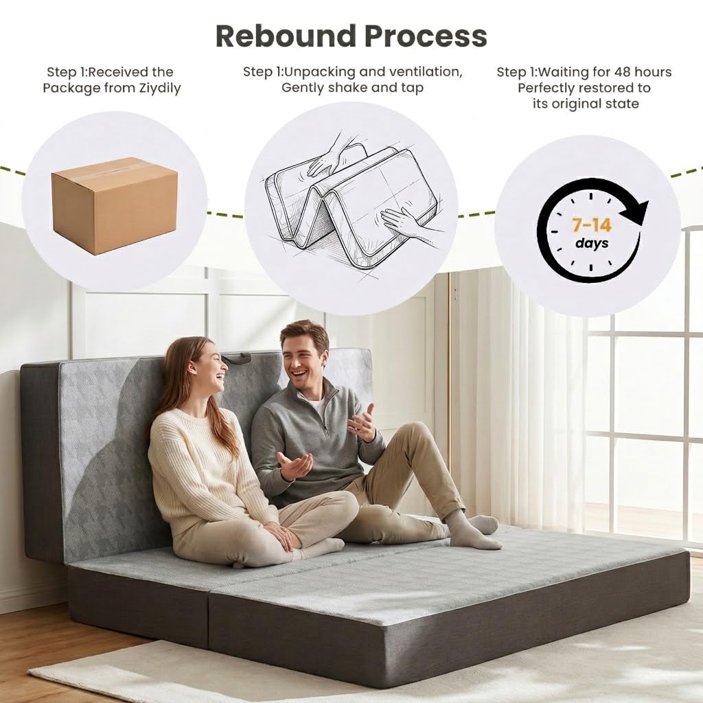 6" Trifold Full Size Memory Foam Mattress K137