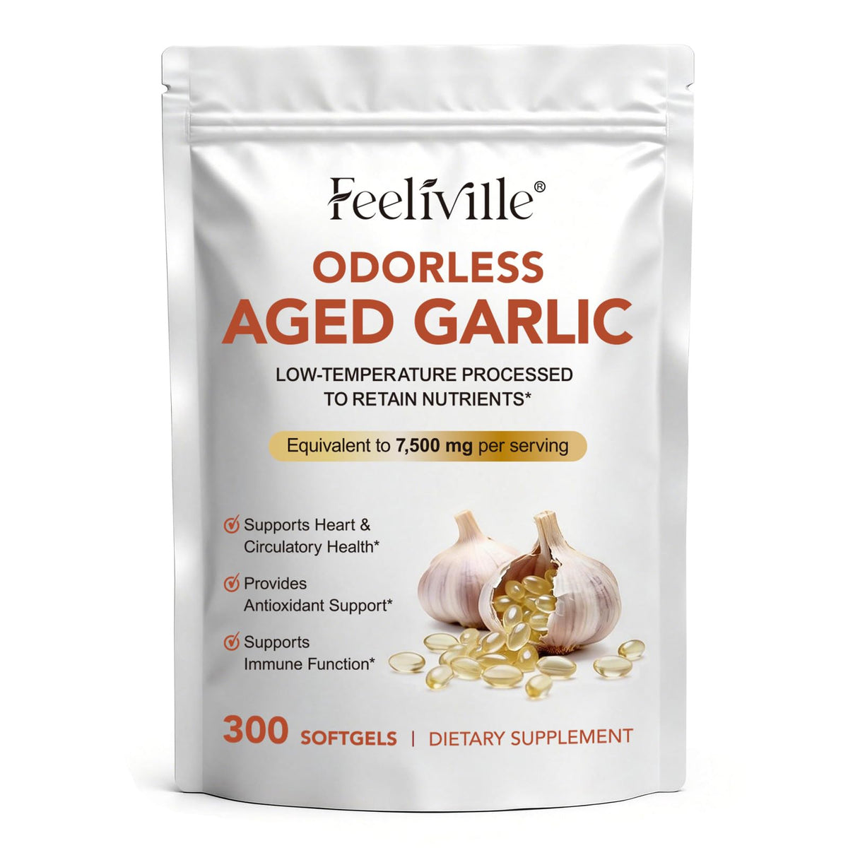 7500mg Odorless Garlic Capsules 300 Softgels X239