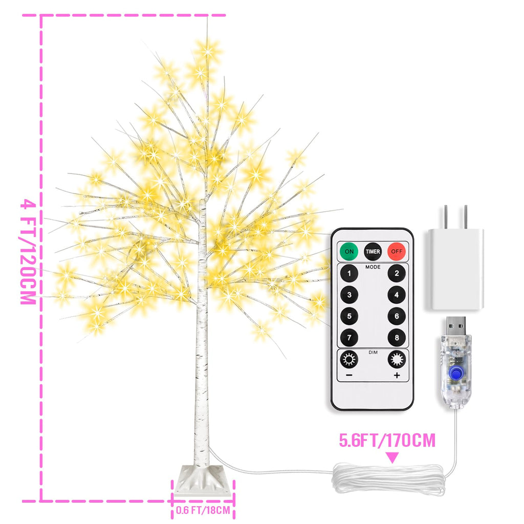 4FT LED Birch Tree with 96 Lights A56269