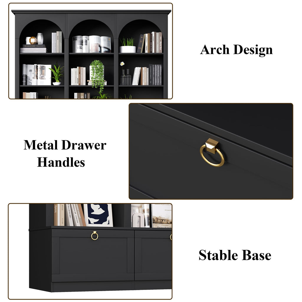 71" Tall 5-Tier Bookcase with Doors F133