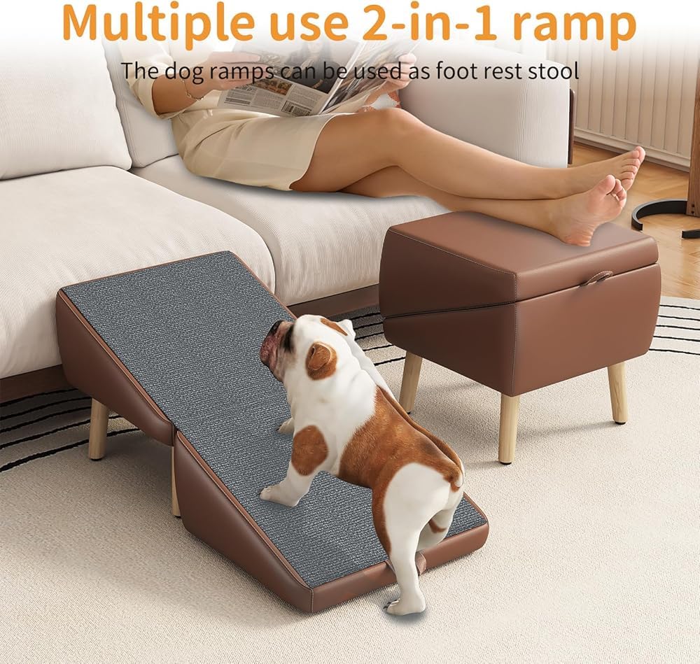 Foldable 2-in-1 Pet Ottoman Dog Safety Ramp K49786