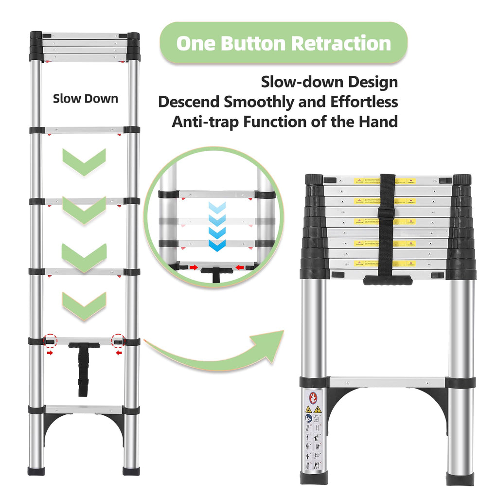 Telescoping Aluminum Ladder with Hooks A2718